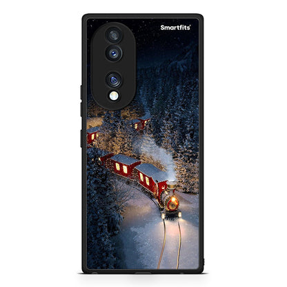 Θήκη Honor 70 5G Xmas Train από τη Smartfits με σχέδιο στο πίσω μέρος και μαύρο περίβλημα | Honor 70 5G Xmas Train Case with Colorful Back and Black Bezels