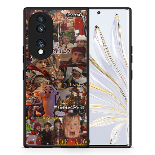 Θήκη Honor 70 5G Xmas Wishes από τη Smartfits με σχέδιο στο πίσω μέρος και μαύρο περίβλημα | Honor 70 5G Xmas Wishes Case with Colorful Back and Black Bezels
