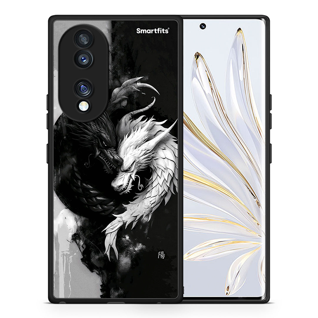 Θήκη Honor 70 5G Yin Yang από τη Smartfits με σχέδιο στο πίσω μέρος και μαύρο περίβλημα | Honor 70 5G Yin Yang Case with Colorful Back and Black Bezels