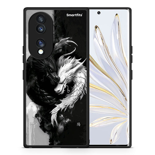 Θήκη Honor 70 5G Yin Yang από τη Smartfits με σχέδιο στο πίσω μέρος και μαύρο περίβλημα | Honor 70 5G Yin Yang Case with Colorful Back and Black Bezels