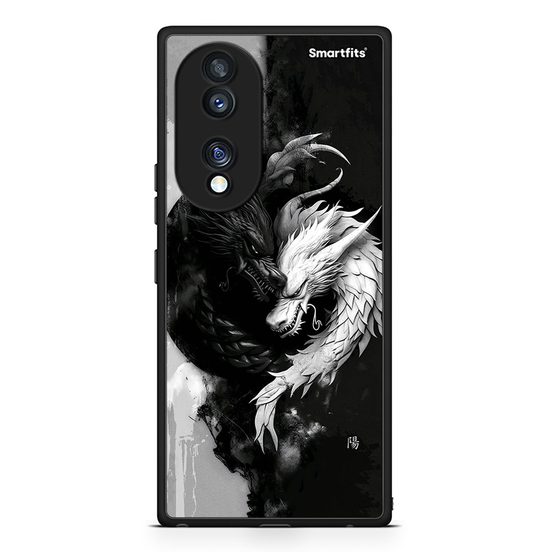 Θήκη Honor 70 5G Yin Yang από τη Smartfits με σχέδιο στο πίσω μέρος και μαύρο περίβλημα | Honor 70 5G Yin Yang Case with Colorful Back and Black Bezels