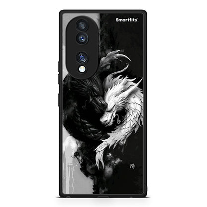 Θήκη Honor 70 5G Yin Yang από τη Smartfits με σχέδιο στο πίσω μέρος και μαύρο περίβλημα | Honor 70 5G Yin Yang Case with Colorful Back and Black Bezels
