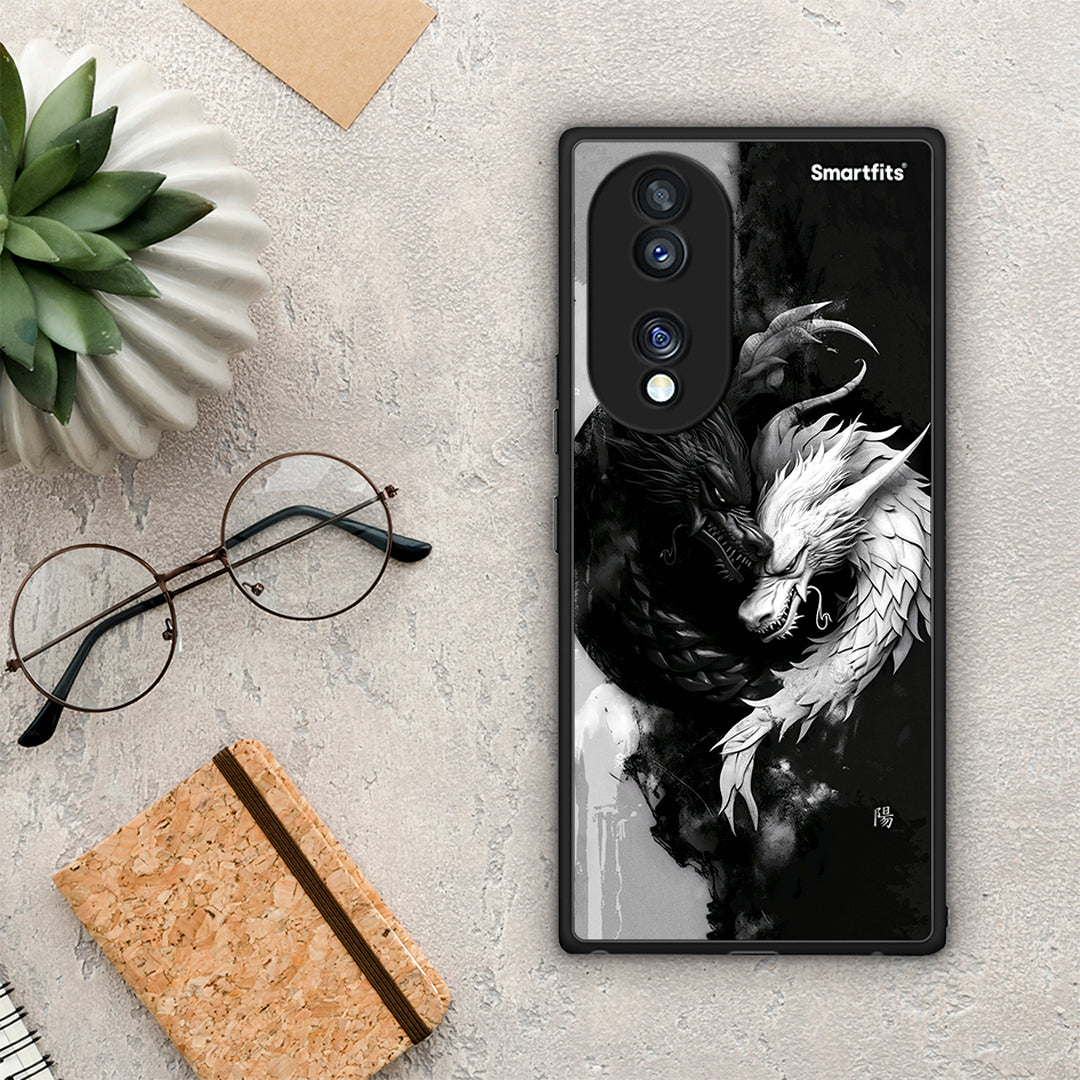 Θήκη Honor 70 5G Yin Yang από τη Smartfits με σχέδιο στο πίσω μέρος και μαύρο περίβλημα | Honor 70 5G Yin Yang Case with Colorful Back and Black Bezels
