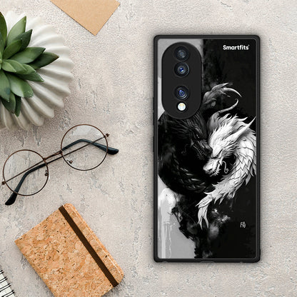 Θήκη Honor 70 5G Yin Yang από τη Smartfits με σχέδιο στο πίσω μέρος και μαύρο περίβλημα | Honor 70 5G Yin Yang Case with Colorful Back and Black Bezels