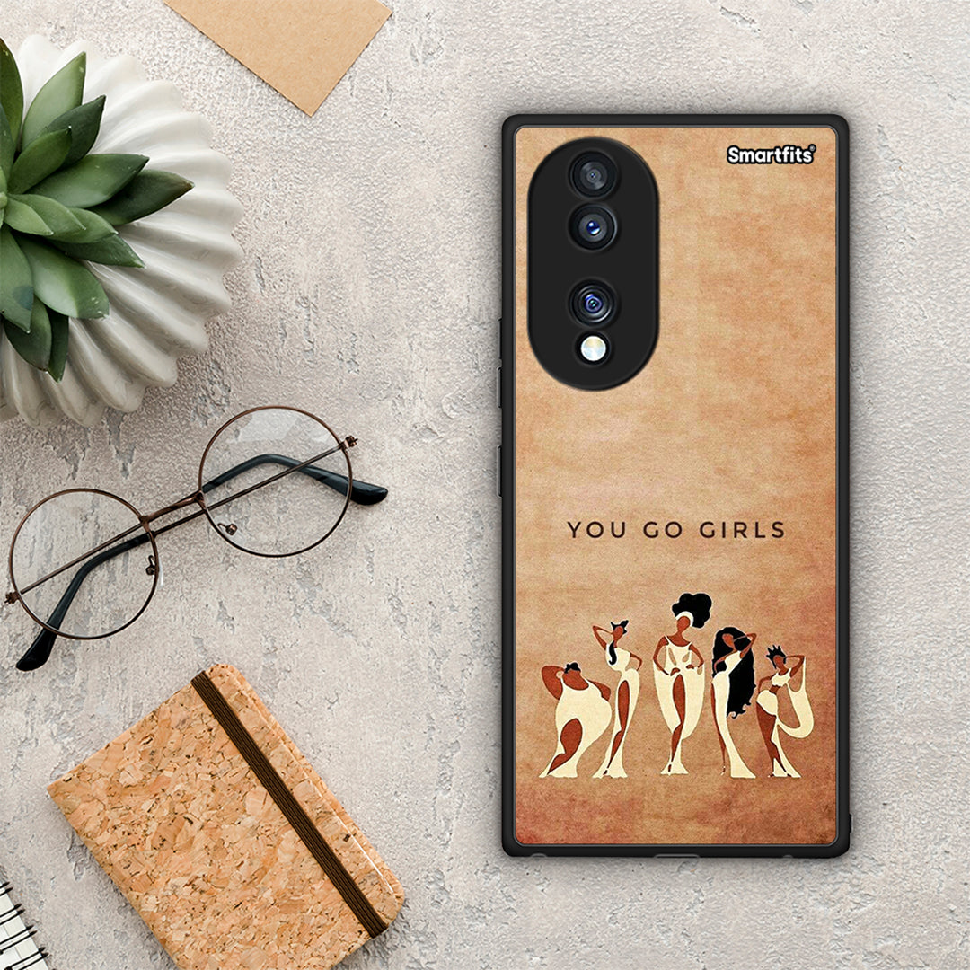 Θήκη Honor 70 5G You Go Girl από τη Smartfits με σχέδιο στο πίσω μέρος και μαύρο περίβλημα | Honor 70 5G You Go Girl Case with Colorful Back and Black Bezels