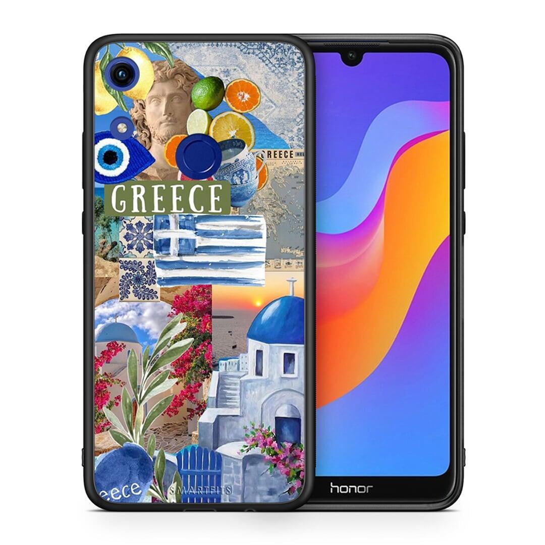 Θήκη Honor 8A All Greek από τη Smartfits με σχέδιο στο πίσω μέρος και μαύρο περίβλημα | Honor 8A All Greek case with colorful back and black bezels