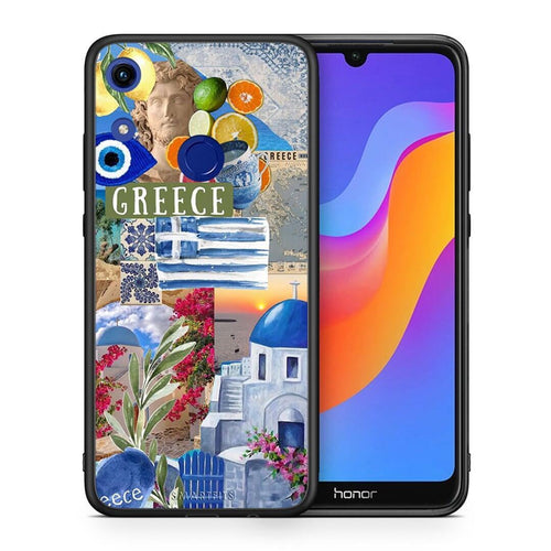 Θήκη Honor 8A All Greek από τη Smartfits με σχέδιο στο πίσω μέρος και μαύρο περίβλημα | Honor 8A All Greek case with colorful back and black bezels
