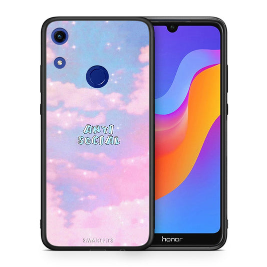 Θήκη Αγίου Βαλεντίνου Honor 8A Anti Social από τη Smartfits με σχέδιο στο πίσω μέρος και μαύρο περίβλημα | Honor 8A Anti Social case with colorful back and black bezels