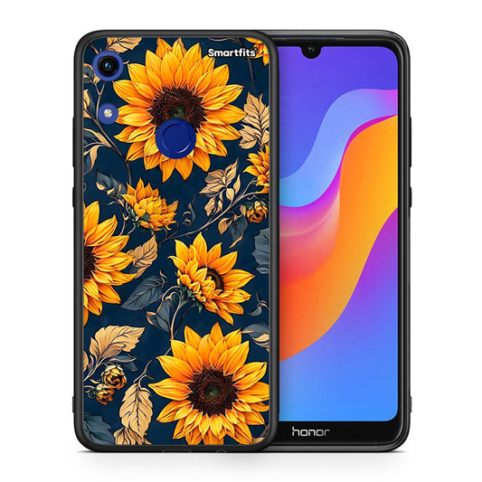 Θήκη Honor 8A Autumn Sunflowers από τη Smartfits με σχέδιο στο πίσω μέρος και μαύρο περίβλημα | Honor 8A Autumn Sunflowers case with colorful back and black bezels