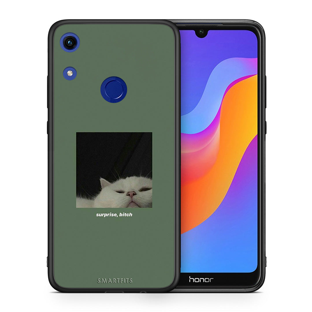 Θήκη Honor 8A Bitch Surprise από τη Smartfits με σχέδιο στο πίσω μέρος και μαύρο περίβλημα | Honor 8A Bitch Surprise case with colorful back and black bezels