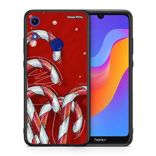 Θήκη Honor 8A Candy Cane από τη Smartfits με σχέδιο στο πίσω μέρος και μαύρο περίβλημα | Honor 8A Candy Cane case with colorful back and black bezels