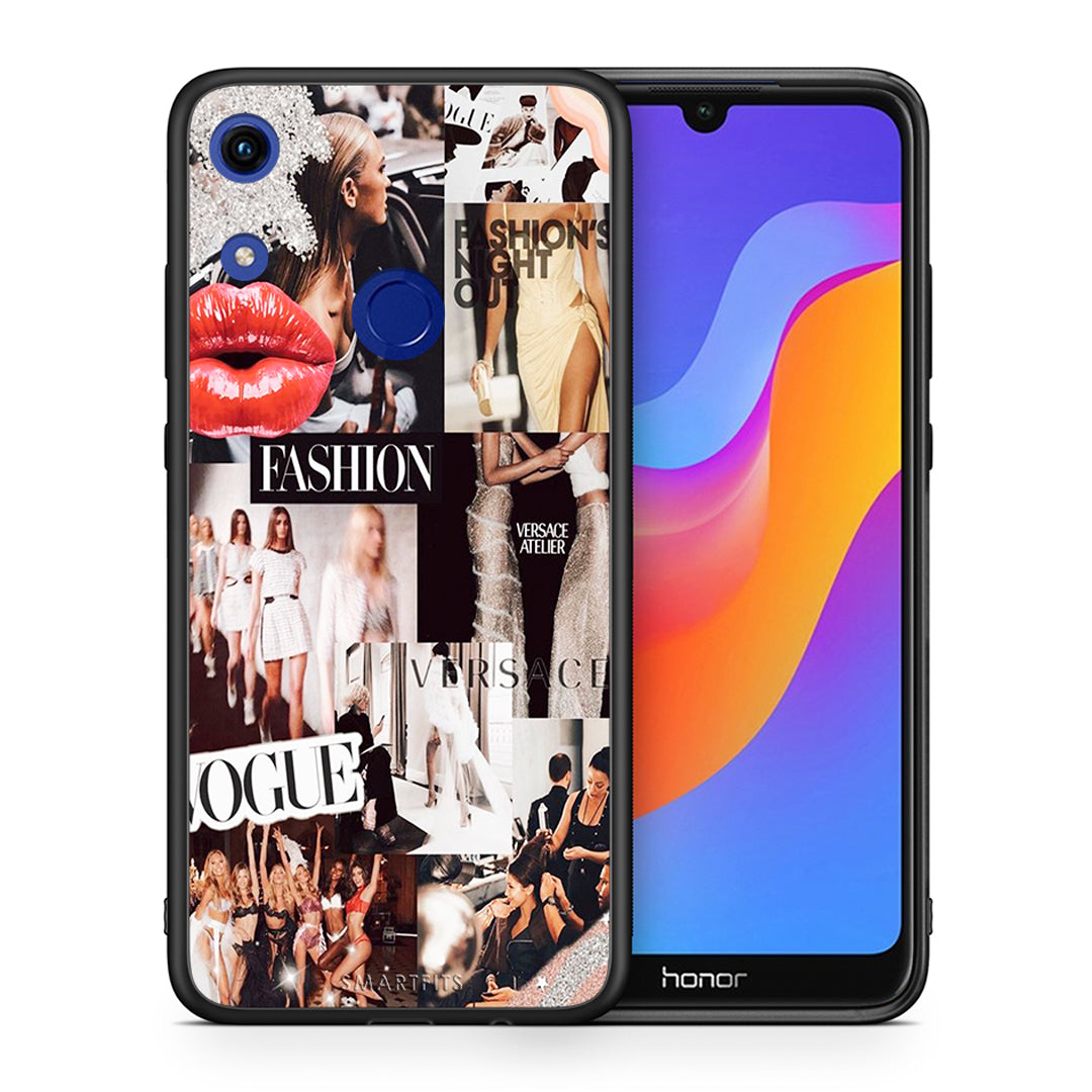 Θήκη Αγίου Βαλεντίνου Honor 8A Collage Fashion από τη Smartfits με σχέδιο στο πίσω μέρος και μαύρο περίβλημα | Honor 8A Collage Fashion case with colorful back and black bezels