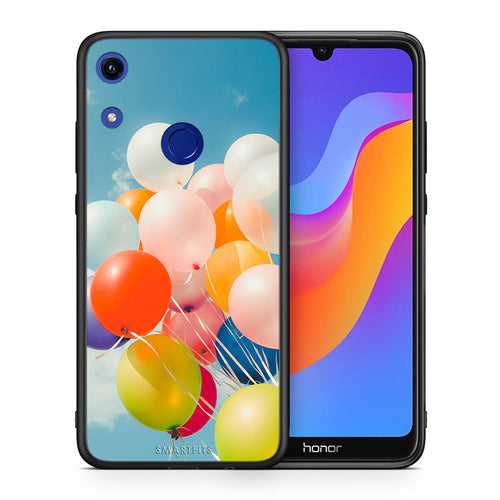 Θήκη Honor 8A Colorful Balloons από τη Smartfits με σχέδιο στο πίσω μέρος και μαύρο περίβλημα | Honor 8A Colorful Balloons case with colorful back and black bezels