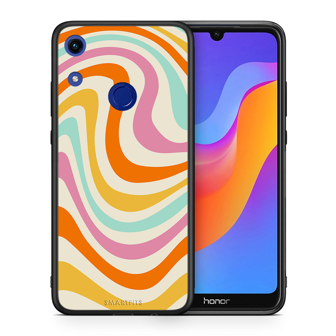 Θήκη Honor 8A Colourful Waves από τη Smartfits με σχέδιο στο πίσω μέρος και μαύρο περίβλημα | Honor 8A Colourful Waves case with colorful back and black bezels