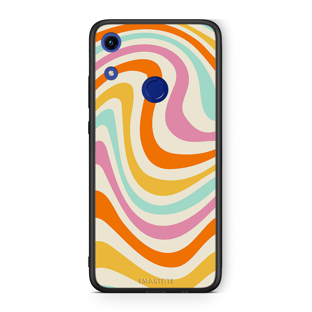 Honor 8A Colourful Waves θήκη από τη Smartfits με σχέδιο στο πίσω μέρος και μαύρο περίβλημα | Smartphone case with colorful back and black bezels by Smartfits