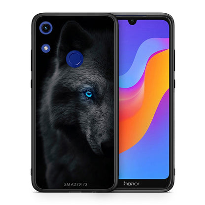 Θήκη Honor 8A Dark Wolf από τη Smartfits με σχέδιο στο πίσω μέρος και μαύρο περίβλημα | Honor 8A Dark Wolf case with colorful back and black bezels