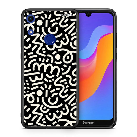 Θήκη Honor 8A Doodle Art από τη Smartfits με σχέδιο στο πίσω μέρος και μαύρο περίβλημα | Honor 8A Doodle Art case with colorful back and black bezels