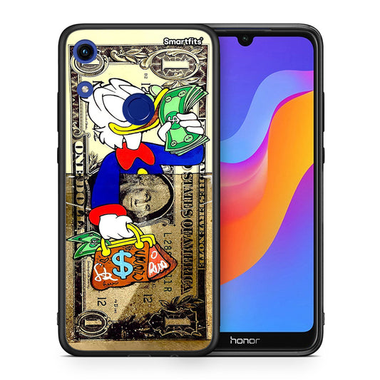 Θήκη Honor 8A Duck Money από τη Smartfits με σχέδιο στο πίσω μέρος και μαύρο περίβλημα | Honor 8A Duck Money case with colorful back and black bezels