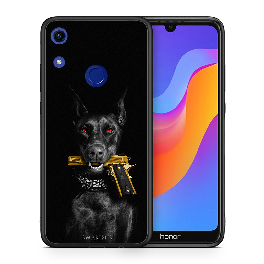 Θήκη Αγίου Βαλεντίνου Honor 8A Golden Gun από τη Smartfits με σχέδιο στο πίσω μέρος και μαύρο περίβλημα | Honor 8A Golden Gun case with colorful back and black bezels