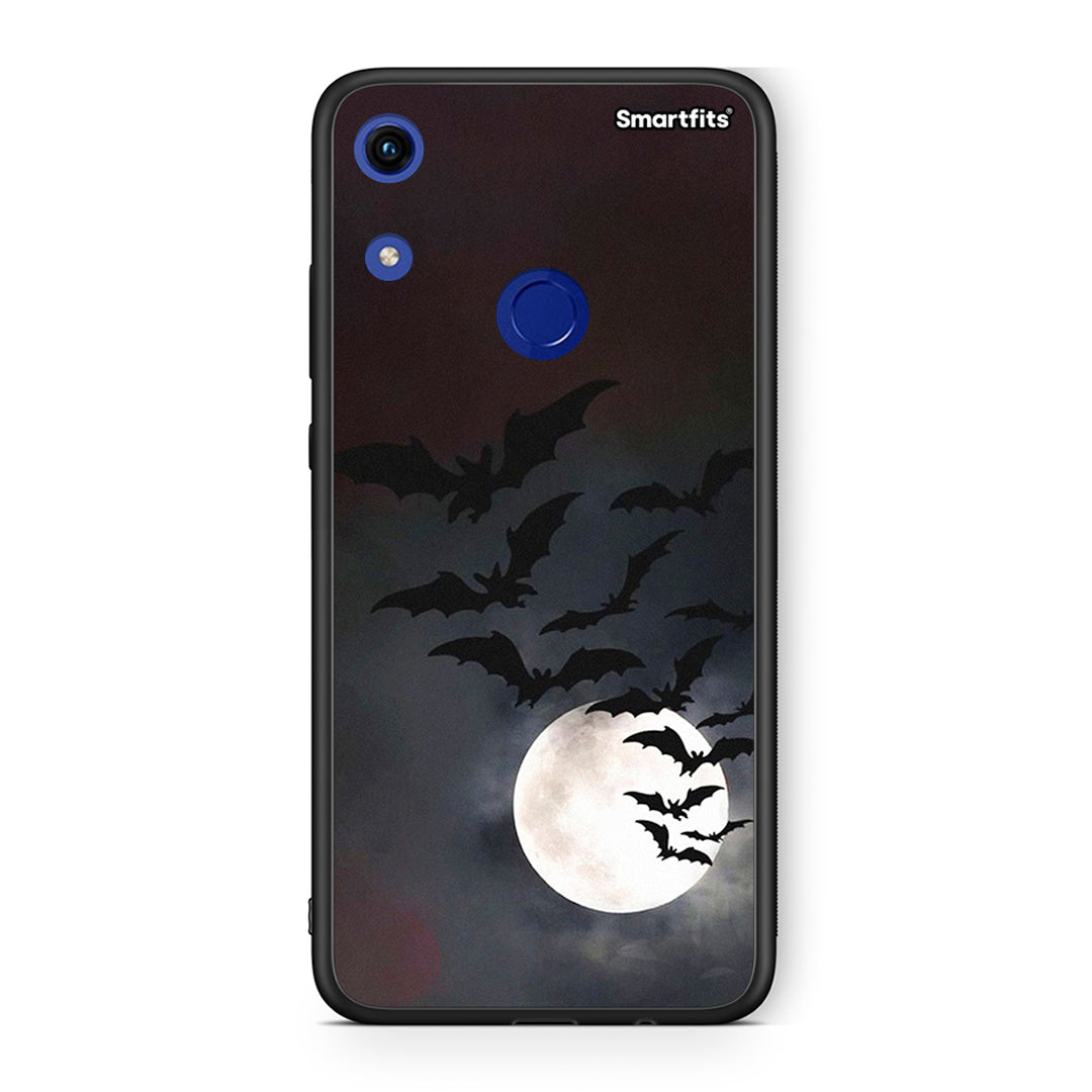 Honor 8A Halloween Bat Night Θήκη από τη Smartfits με σχέδιο στο πίσω μέρος και μαύρο περίβλημα | Smartphone case with colorful back and black bezels by Smartfits