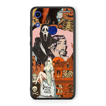 Honor 8A Halloween Collage Θήκη από τη Smartfits με σχέδιο στο πίσω μέρος και μαύρο περίβλημα | Smartphone case with colorful back and black bezels by Smartfits