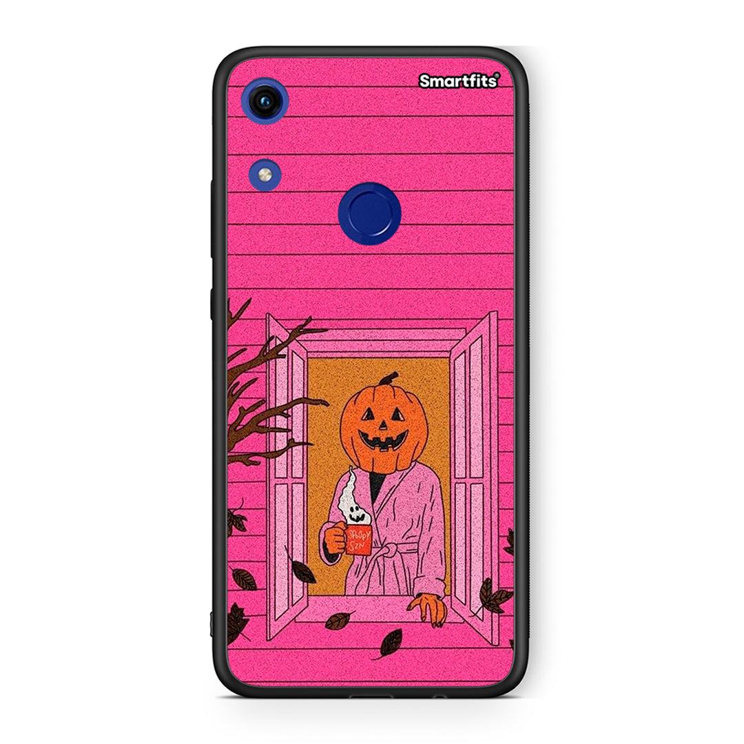 Honor 8A Halloween Pumpkin Lady Θήκη από τη Smartfits με σχέδιο στο πίσω μέρος και μαύρο περίβλημα | Smartphone case with colorful back and black bezels by Smartfits