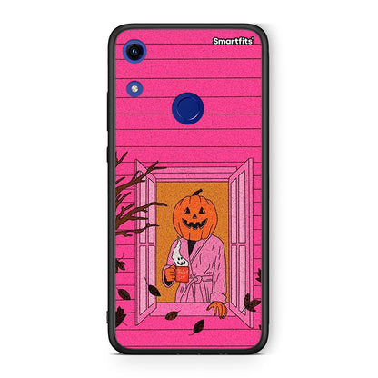 Honor 8A Halloween Pumpkin Lady Θήκη από τη Smartfits με σχέδιο στο πίσω μέρος και μαύρο περίβλημα | Smartphone case with colorful back and black bezels by Smartfits