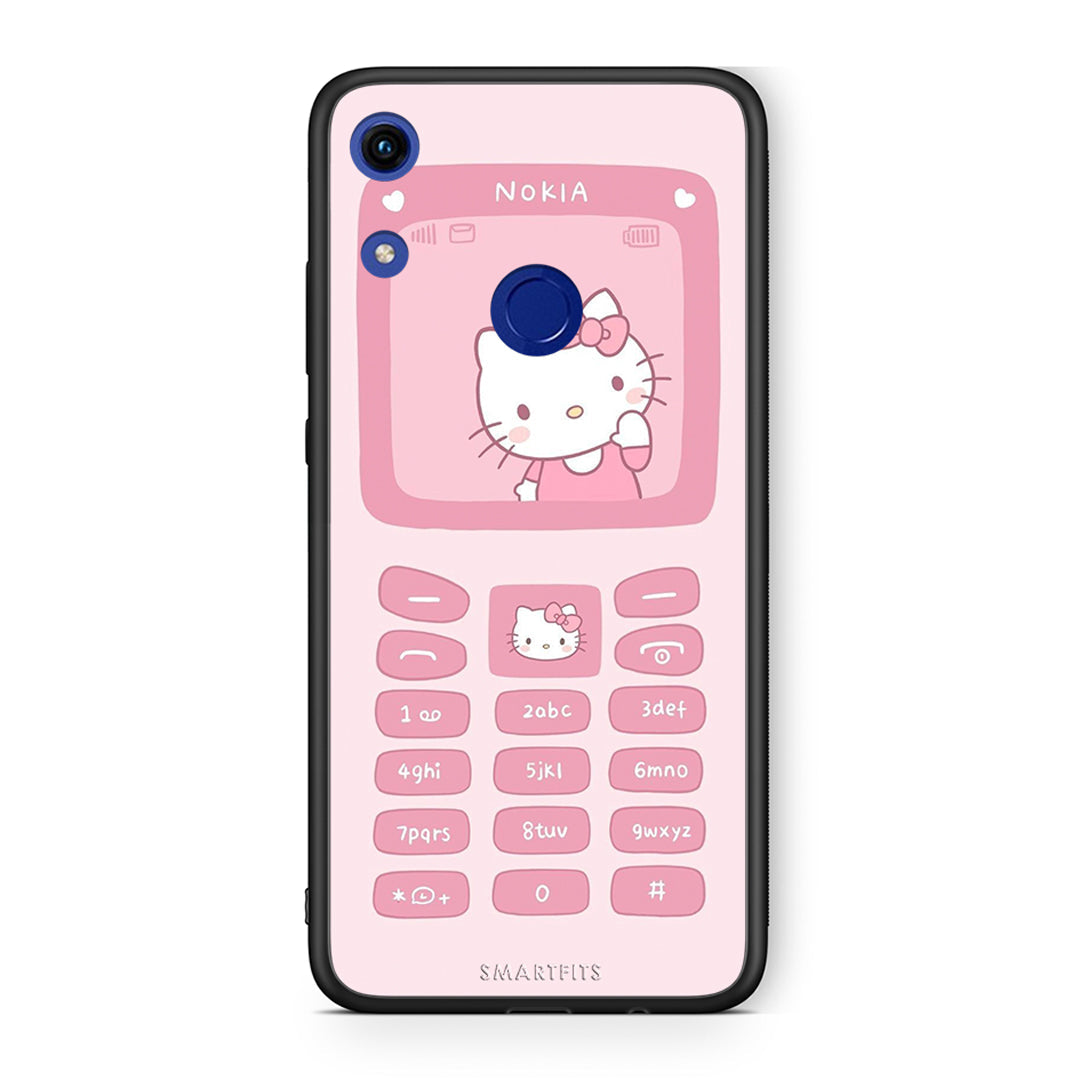 Honor 8A Hello Kitten Θήκη Αγίου Βαλεντίνου από τη Smartfits με σχέδιο στο πίσω μέρος και μαύρο περίβλημα | Smartphone case with colorful back and black bezels by Smartfits