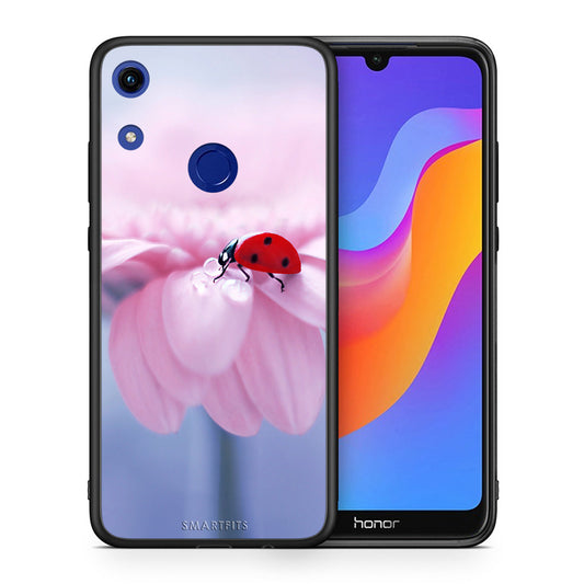 Θήκη Honor 8A Ladybug Flower από τη Smartfits με σχέδιο στο πίσω μέρος και μαύρο περίβλημα | Honor 8A Ladybug Flower case with colorful back and black bezels