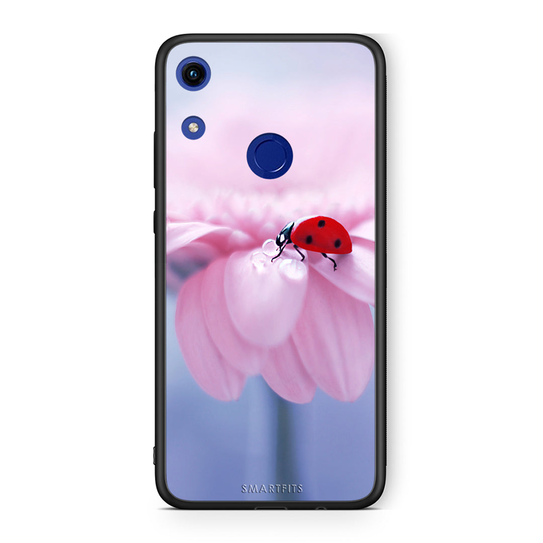 Honor 8A Ladybug Flower θήκη από τη Smartfits με σχέδιο στο πίσω μέρος και μαύρο περίβλημα | Smartphone case with colorful back and black bezels by Smartfits
