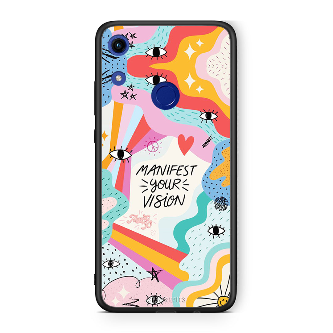 Honor 8A Manifest Your Vision θήκη από τη Smartfits με σχέδιο στο πίσω μέρος και μαύρο περίβλημα | Smartphone case with colorful back and black bezels by Smartfits