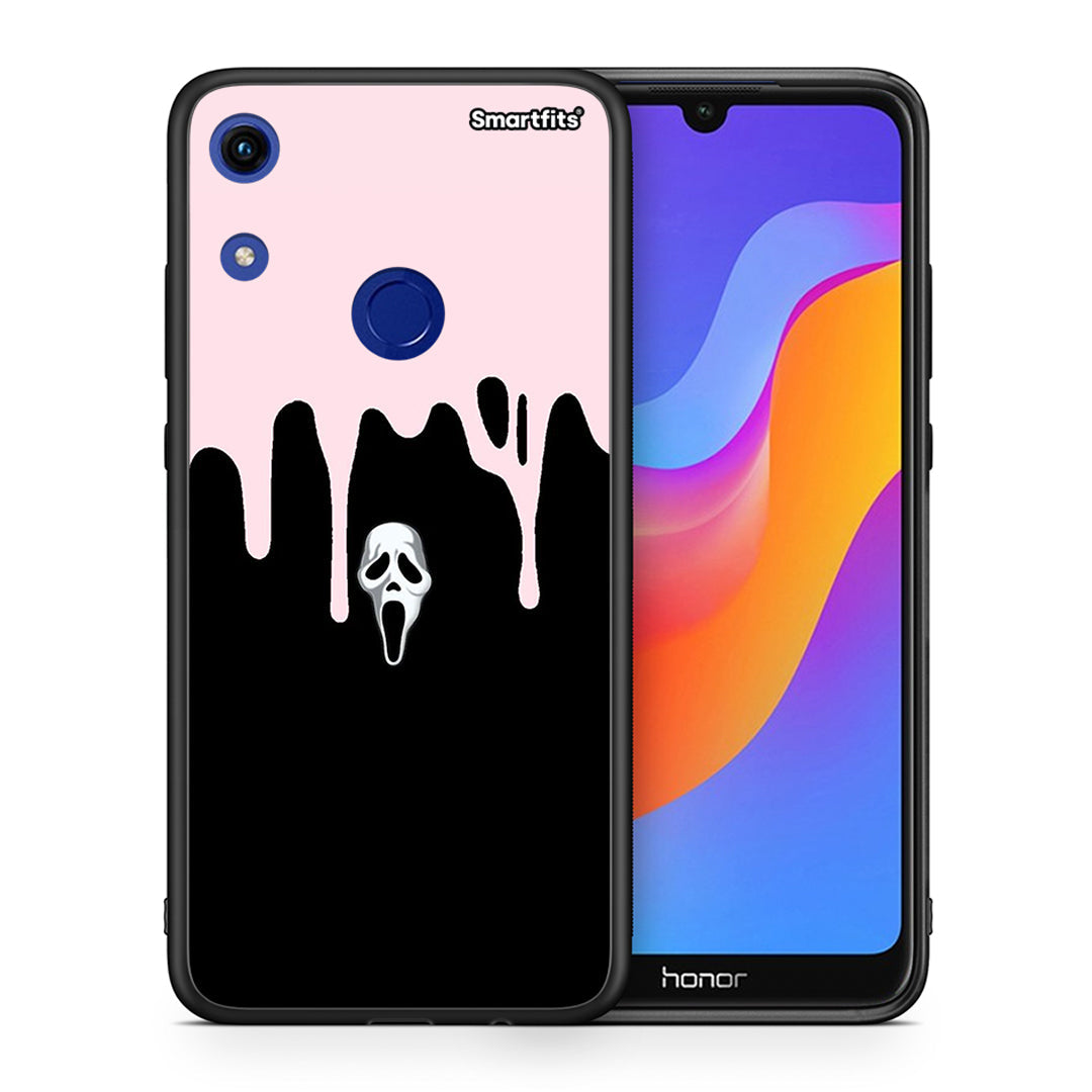 Θήκη Honor 8A Melting Halloween Mask από τη Smartfits με σχέδιο στο πίσω μέρος και μαύρο περίβλημα | Honor 8A Melting Halloween Mask case with colorful back and black bezels