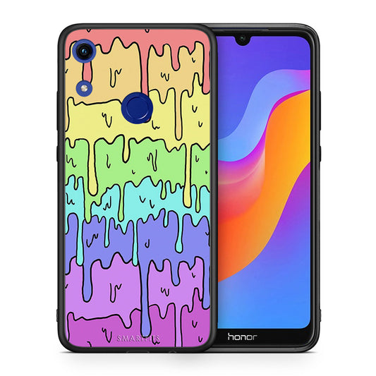 Θήκη Honor 8A Melting Rainbow από τη Smartfits με σχέδιο στο πίσω μέρος και μαύρο περίβλημα | Honor 8A Melting Rainbow case with colorful back and black bezels