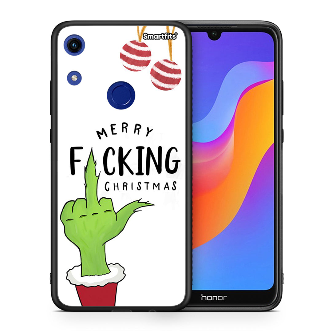 Θήκη Honor 8A Merry F Xmas από τη Smartfits με σχέδιο στο πίσω μέρος και μαύρο περίβλημα | Honor 8A Merry F Xmas case with colorful back and black bezels