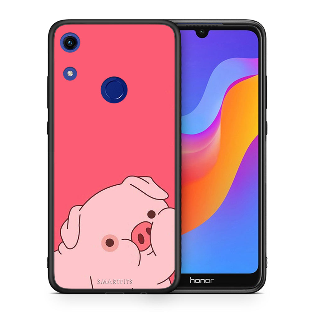 Θήκη Αγίου Βαλεντίνου Honor 8A Pig Love 1 από τη Smartfits με σχέδιο στο πίσω μέρος και μαύρο περίβλημα | Honor 8A Pig Love 1 case with colorful back and black bezels