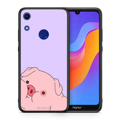 Θήκη Αγίου Βαλεντίνου Honor 8A Pig Love 2 από τη Smartfits με σχέδιο στο πίσω μέρος και μαύρο περίβλημα | Honor 8A Pig Love 2 case with colorful back and black bezels