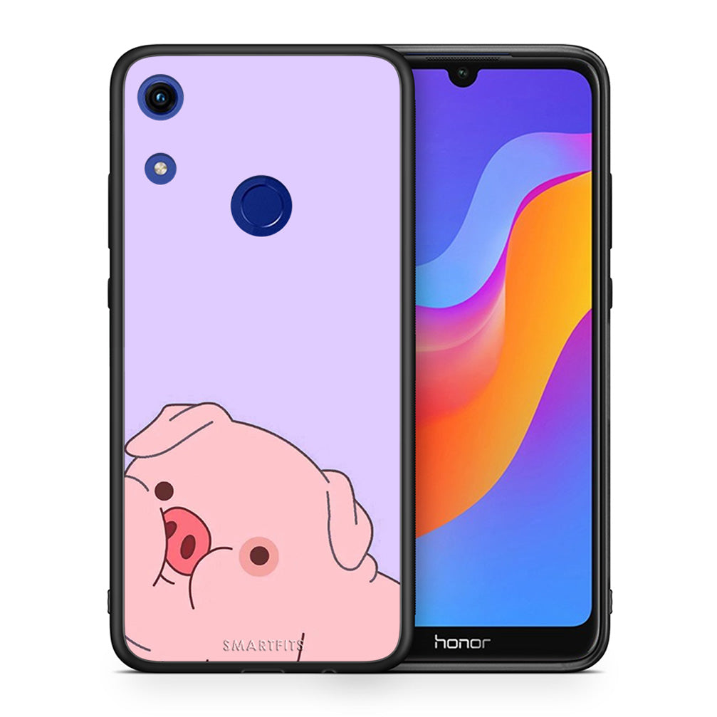 Θήκη Αγίου Βαλεντίνου Honor 8A Pig Love 2 από τη Smartfits με σχέδιο στο πίσω μέρος και μαύρο περίβλημα | Honor 8A Pig Love 2 case with colorful back and black bezels