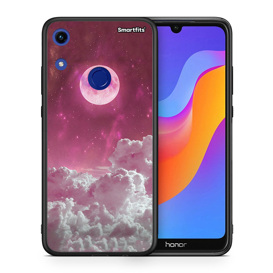 Θήκη Honor 8A Pink Moon από τη Smartfits με σχέδιο στο πίσω μέρος και μαύρο περίβλημα | Honor 8A Pink Moon case with colorful back and black bezels