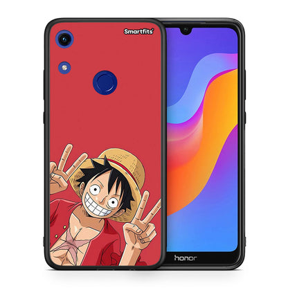 Θήκη Honor 8A Pirate Luffy από τη Smartfits με σχέδιο στο πίσω μέρος και μαύρο περίβλημα | Honor 8A Pirate Luffy case with colorful back and black bezels
