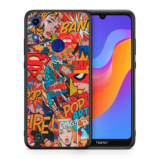 Θήκη Honor 8A PopArt OMG από τη Smartfits με σχέδιο στο πίσω μέρος και μαύρο περίβλημα | Honor 8A PopArt OMG case with colorful back and black bezels