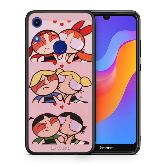 Θήκη Αγίου Βαλεντίνου Honor 8A Puff Love από τη Smartfits με σχέδιο στο πίσω μέρος και μαύρο περίβλημα | Honor 8A Puff Love case with colorful back and black bezels