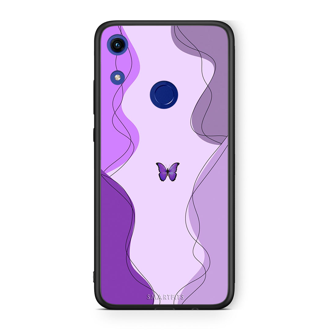 Honor 8A Purple Mariposa Θήκη Αγίου Βαλεντίνου από τη Smartfits με σχέδιο στο πίσω μέρος και μαύρο περίβλημα | Smartphone case with colorful back and black bezels by Smartfits