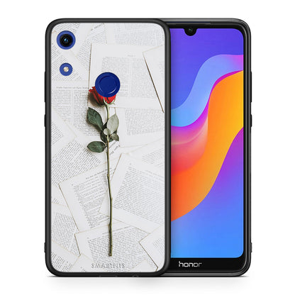 Θήκη Honor 8A Red Rose από τη Smartfits με σχέδιο στο πίσω μέρος και μαύρο περίβλημα | Honor 8A Red Rose case with colorful back and black bezels