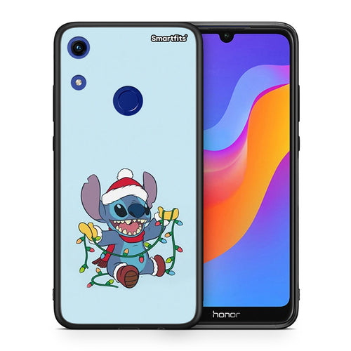 Θήκη Honor 8A Santa Stich από τη Smartfits με σχέδιο στο πίσω μέρος και μαύρο περίβλημα | Honor 8A Santa Stich case with colorful back and black bezels