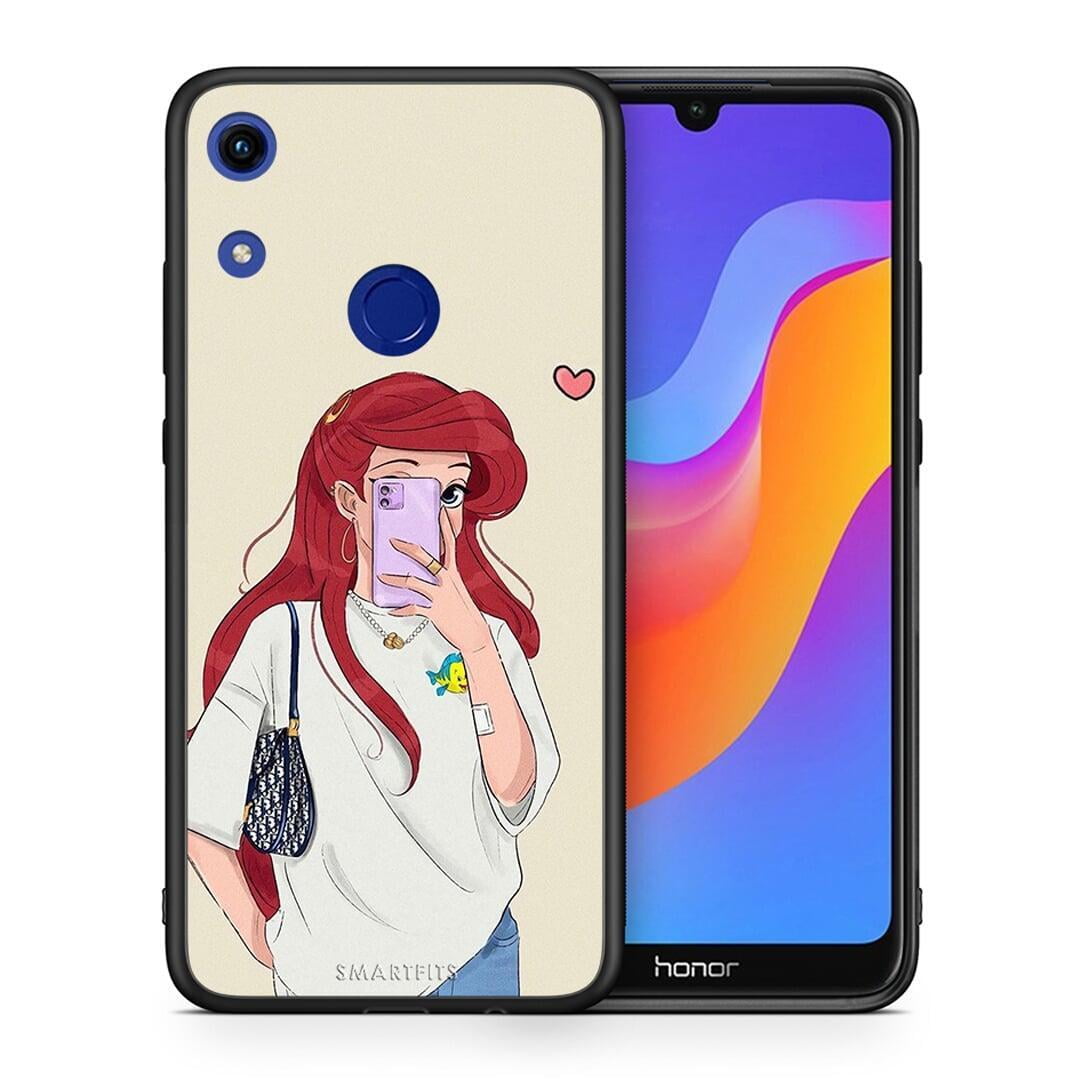 Θήκη Honor 8A Walking Mermaid από τη Smartfits με σχέδιο στο πίσω μέρος και μαύρο περίβλημα | Honor 8A Walking Mermaid case with colorful back and black bezels