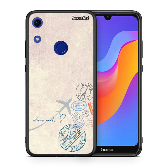 Θήκη Honor 8A Where Next από τη Smartfits με σχέδιο στο πίσω μέρος και μαύρο περίβλημα | Honor 8A Where Next case with colorful back and black bezels