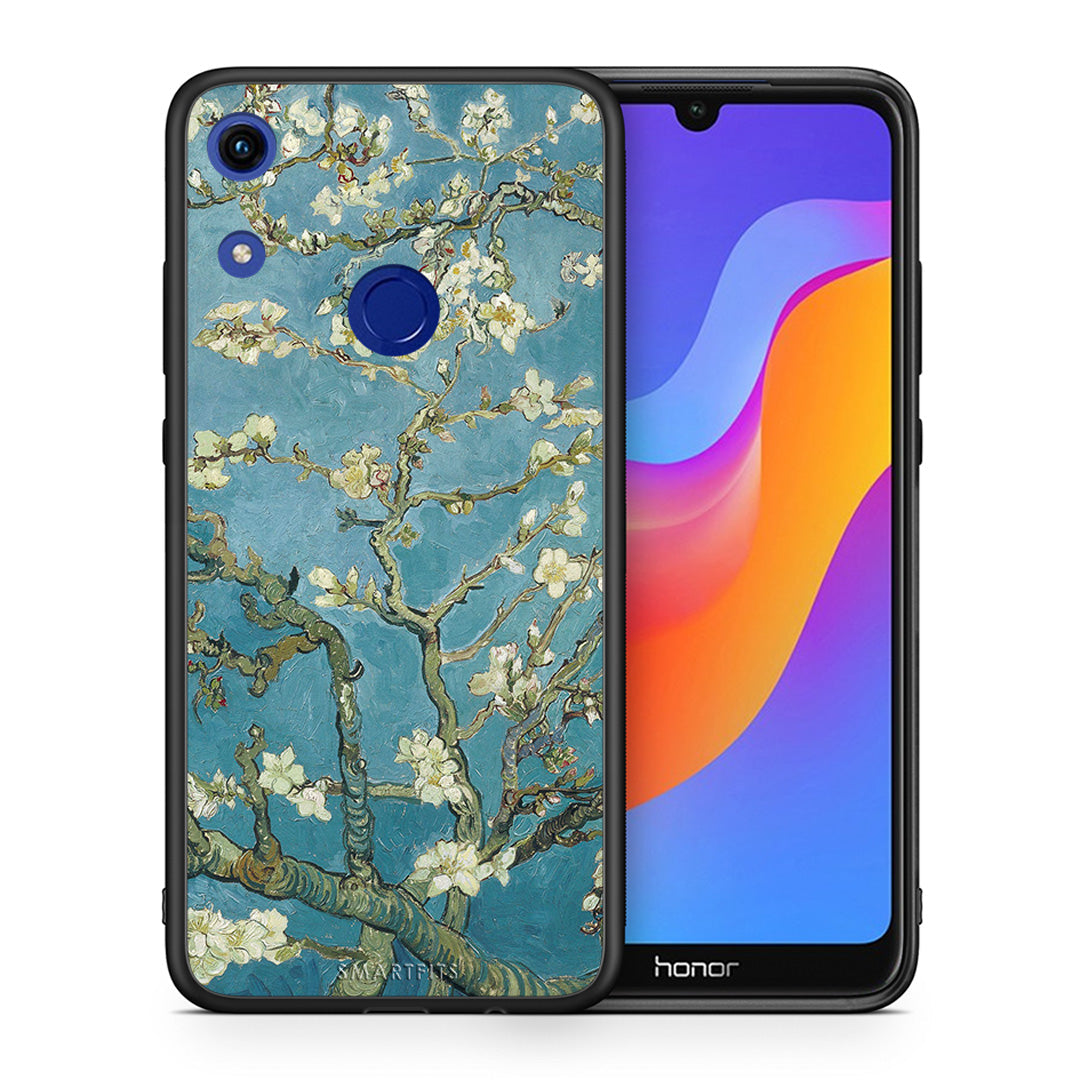 Θήκη Honor 8A White Blossoms από τη Smartfits με σχέδιο στο πίσω μέρος και μαύρο περίβλημα | Honor 8A White Blossoms case with colorful back and black bezels