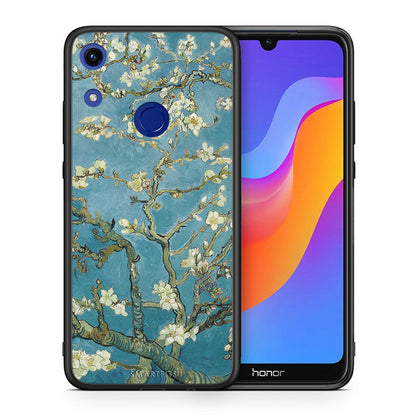 Θήκη Honor 8A White Blossoms από τη Smartfits με σχέδιο στο πίσω μέρος και μαύρο περίβλημα | Honor 8A White Blossoms case with colorful back and black bezels