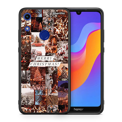 Θήκη Honor 8A Xmas Collage από τη Smartfits με σχέδιο στο πίσω μέρος και μαύρο περίβλημα | Honor 8A Xmas Collage case with colorful back and black bezels