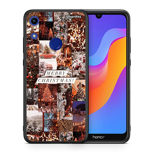 Θήκη Honor 8A Xmas Collage από τη Smartfits με σχέδιο στο πίσω μέρος και μαύρο περίβλημα | Honor 8A Xmas Collage case with colorful back and black bezels
